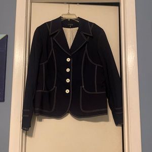 Navy Blue and White Women’s Blazer